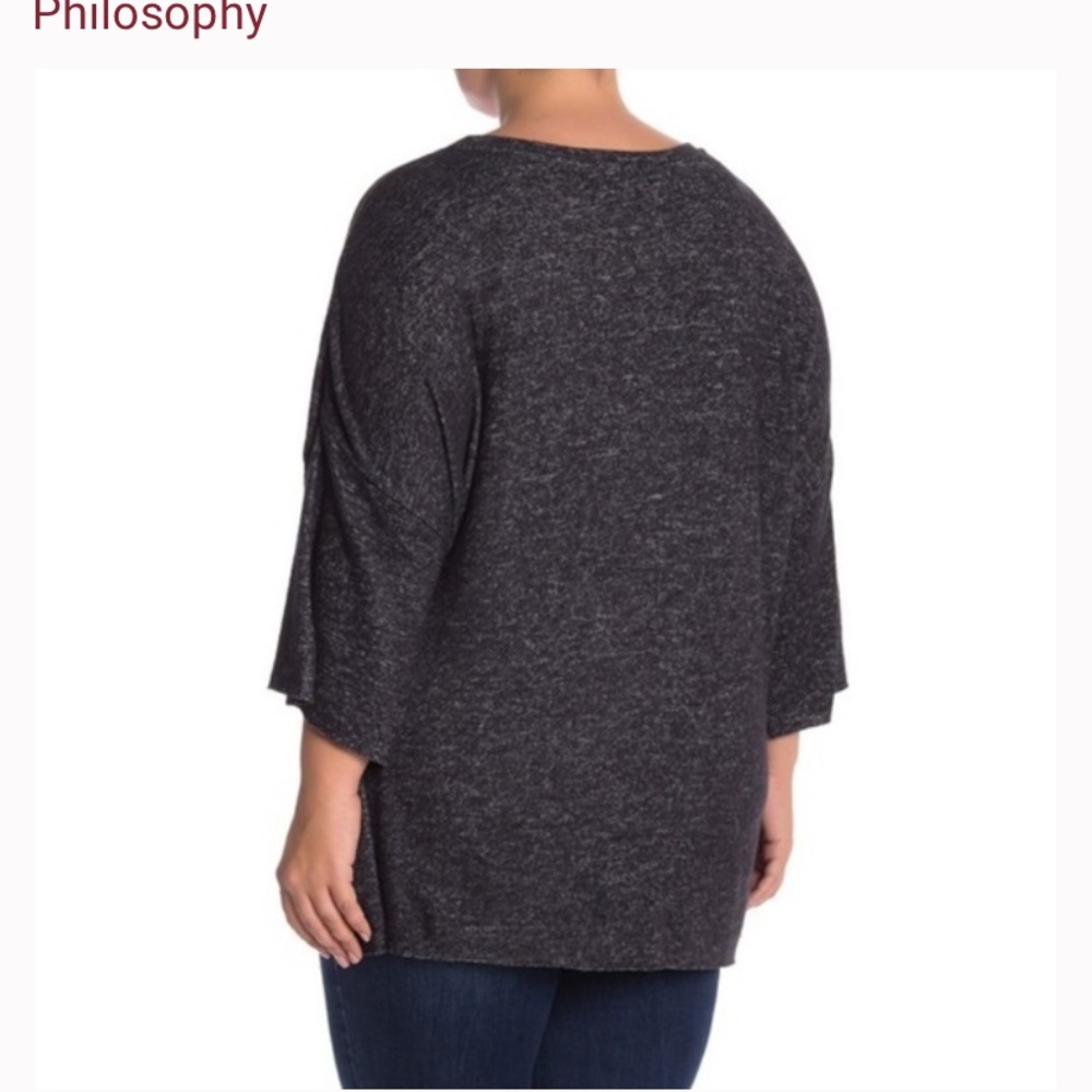 Philosophy gray 3/4 length sleeves,soft fabric top - Picture 3 of 7